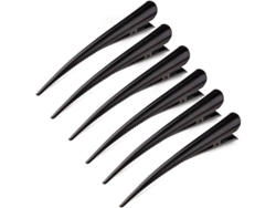 Pinzas Para El Cabello De Metal Con Forma De Cocodrilo De 12,7 Cm De Largo, Antideslizantes, Resistentes A La Oxidación, Para Uso Profesional En Salones De Belleza, 6 Unidades, Color Negro.