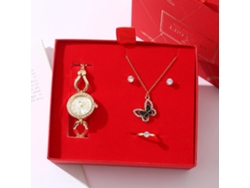 Conjunto de regalo para mujer con reloj, pendientes, collar de mariposa negra, anillo y cajas SPQMENT