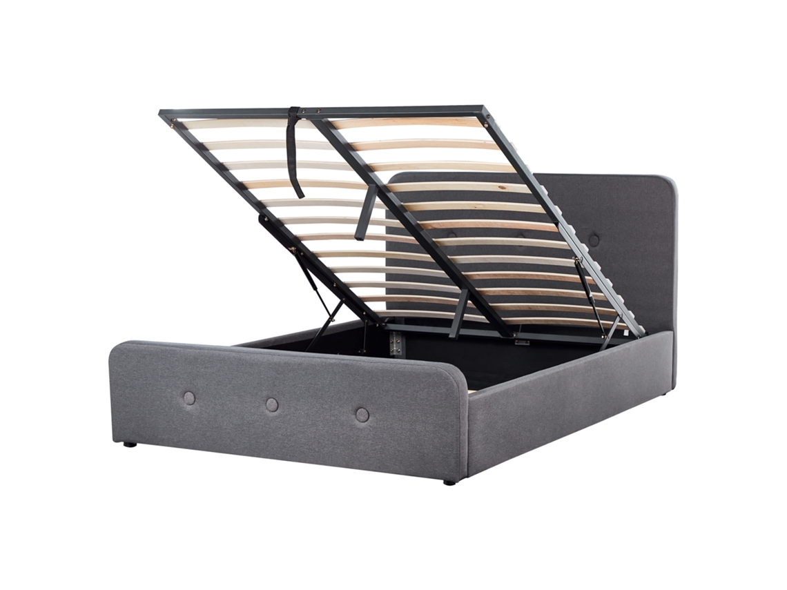 Cama con almacenaje BELIANI Rennes de Poliéster Gris 150x217x98