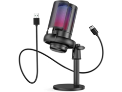 Micrófono para juegos Micrófono USB para PC para video podcast con función de silencio rápido Indicador RGB Perilla de ganancia giratoria Compatible con Gusshious