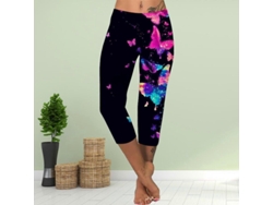 Leggings/braguitas De Verano Ajustados De Talla Grande Para Mujer Con Estampado De Mariposas Y Luna (3d)