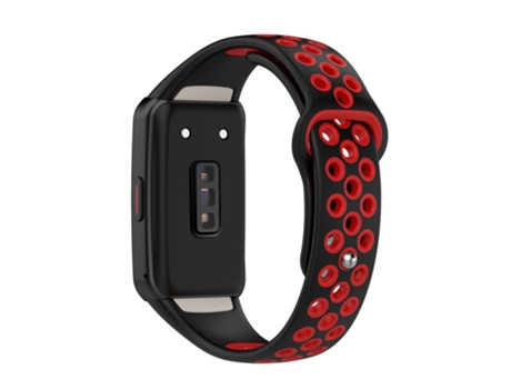 Correa de Silicona bicolor ajustable para Huawei Band 6/Honor Band 6 - negro/rojo