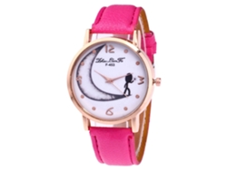 Reloj De Mujer Con Correa De Piel Sintética, Esfera Redonda Y Movimiento De Cuarzo Rosa.