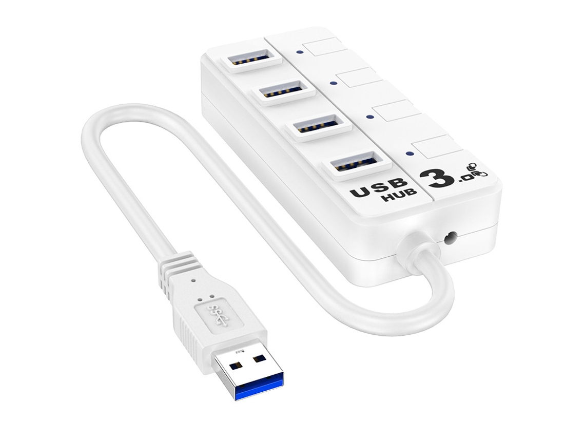 Estación de acoplamiento con 4 puertos USB 3.0 Hub Yizhood con luz indicadora para PC, color blanco