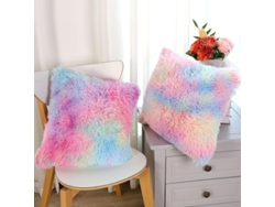 2026-linjou 2 Fundas De Almohada De Pelo Falso Suave Tie Dye Decorativas 40x40cm