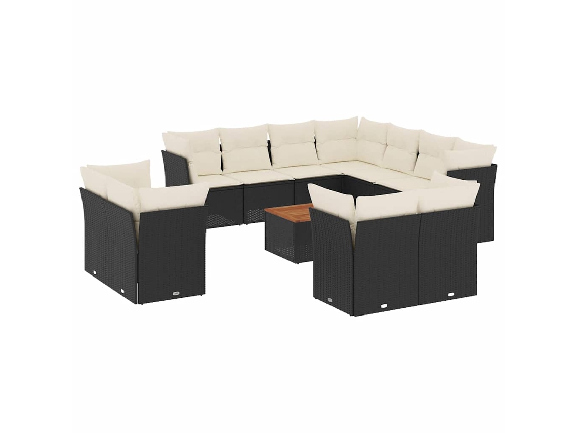 Maison Exclusive - Set De Sofás De Jardín Y Cojines 12 Pzas Ratán Sintético Negro
