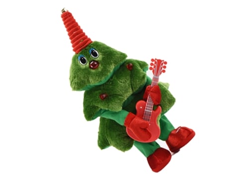 Árbol de Navidad columpio bailando saxofón adornos de juguete juguete de peluche eléctrico cantando y brillando, guitarra