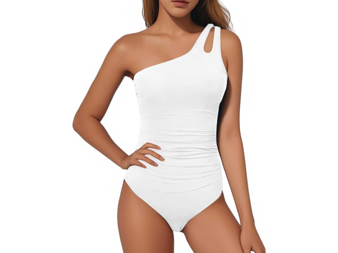 Traje de baño monokini de un solo hombro para mujer con control abdominal y tirantes. SFUSHOS