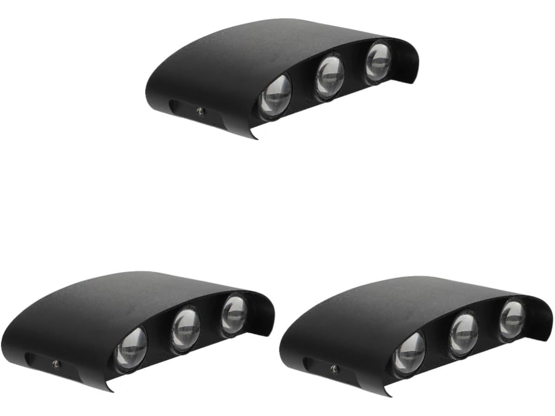 Aplique De Pared Led Curvo De Aluminio Negro De 3 Piezas Para Iluminación Decorativa De Interiores Y Exteriores.