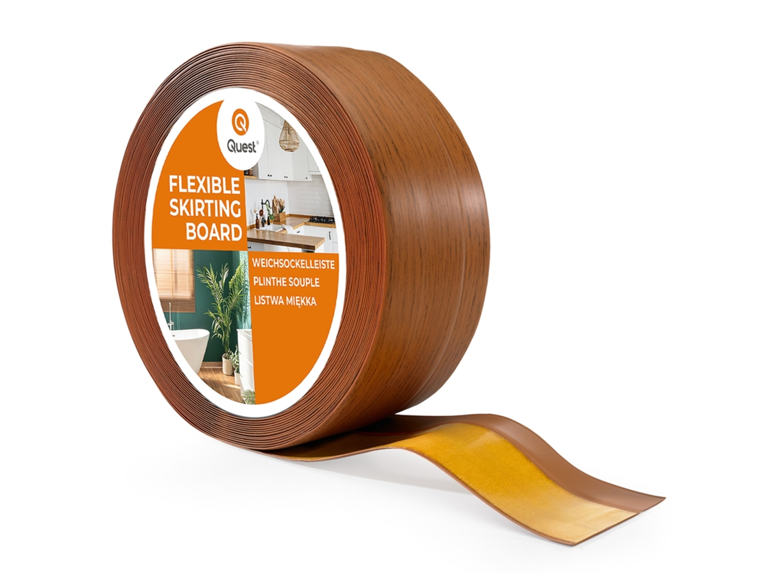 Rodapié de PVC de 20 mm, 15 m, flexible, autoadhesivo, suave, roble rústico Quest