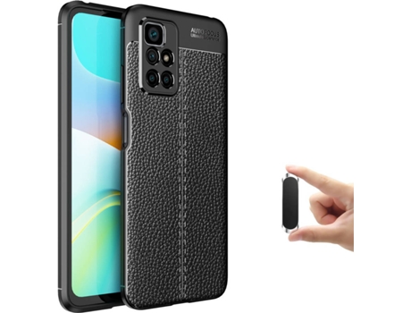 Kit Funda + Soporte Magnético Xiaomi Redmi 10 Rugged Leather (Negro)