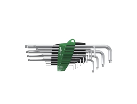 WIHA Juego de llaves Allen en soporte ProStar TORX®, de 14 unid., en plata titanio, en blíster (39105)