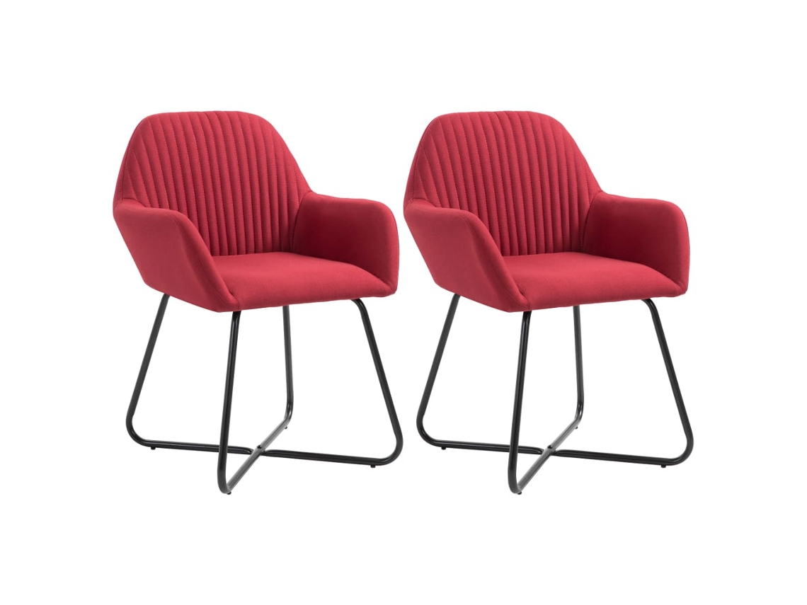 Conjunto 2 Cadeira de sala VIDAXL Vermelho Tecido