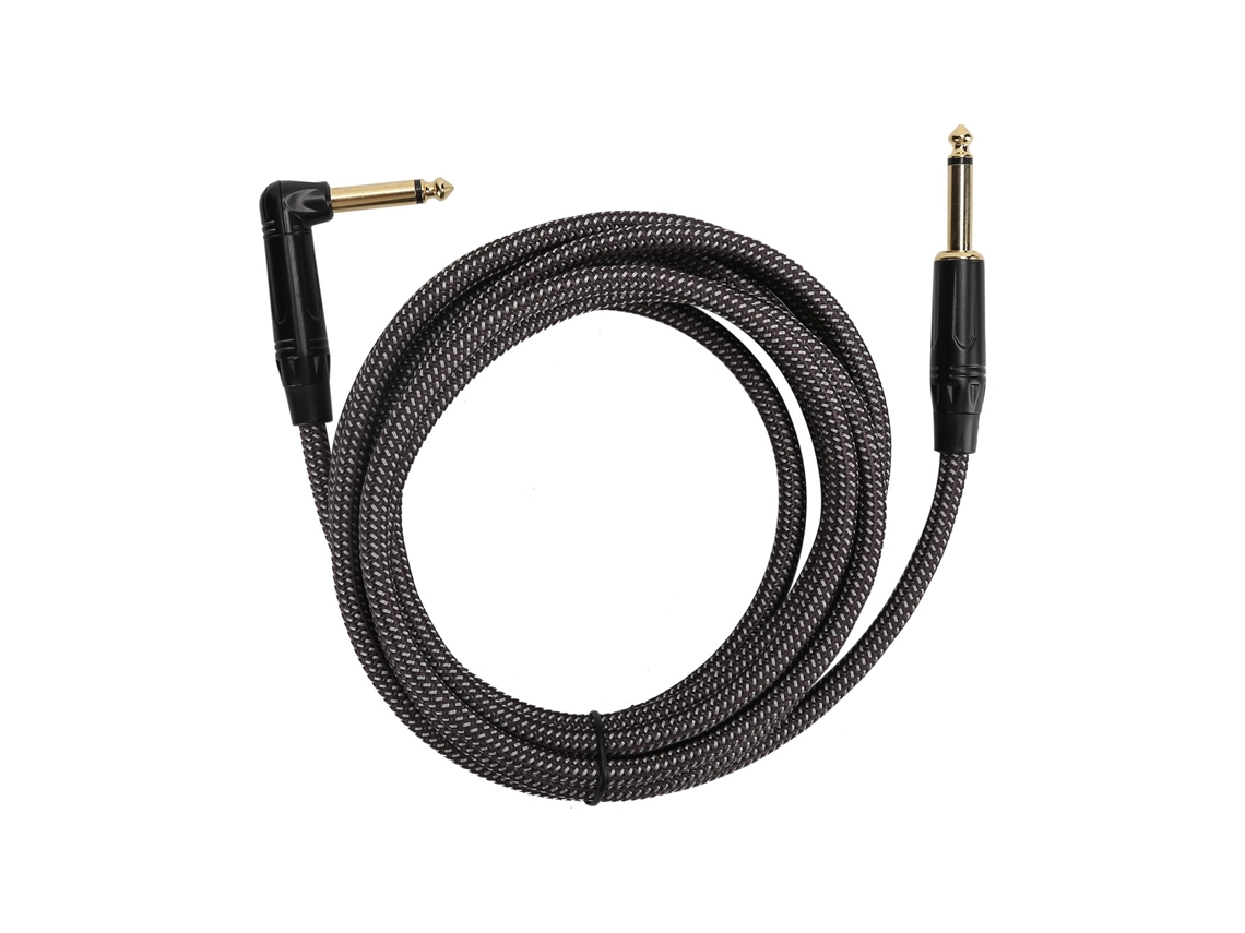 Cabo De Guitarra Elétrica 6.35mm Ofc 3m Com Conector Dourado Para Amplificador E Instrumentos Musicais