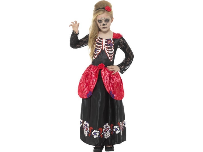 Disfraz de Niña DISFRAZZES Día De Los Muertos Rojo (Talla: 4 a 6 años)