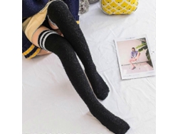 Calcetines suaves de lana coral hasta la rodilla, ideales para el invierno, para niñas y mujeres. Calcetines de rayas con estampados de animales, pelusas y dibujos animados.