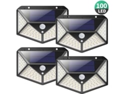 Lámpara Solar Para Exteriores De 100 Led Y 2200 Mah Con Detector De Movimiento, Potente Foco Solar Inalámbrico, Paquete De 4 Unidades.