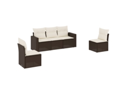 Maison Exclusive - Set Comedor De Jardín 5 Piezas Y Cojines Ratán Sintético Marrón