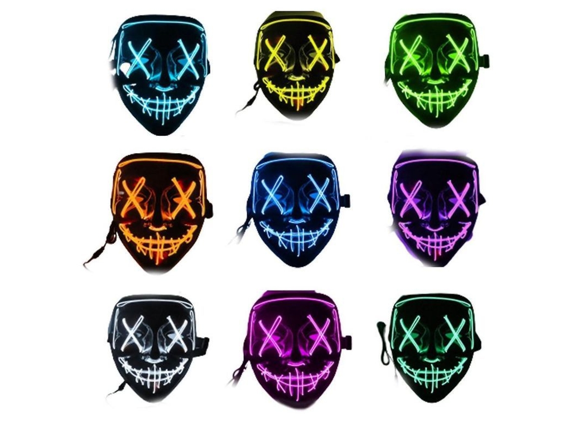 Máscara De Costuras Led Aterradora Para Fiesta De Cosplay De Halloween Con Decoración De Máscara Para Festival De Luces