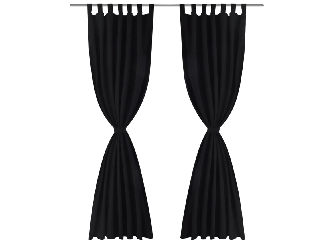 Maison Exclusive - 2 Cortinas Negras Micro-satinadas Con Trabillas, 140 X 245 Cm