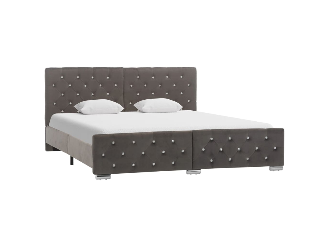 Estructura De Cama Sin Colchón Terciopelo Gris 160x200 Cm