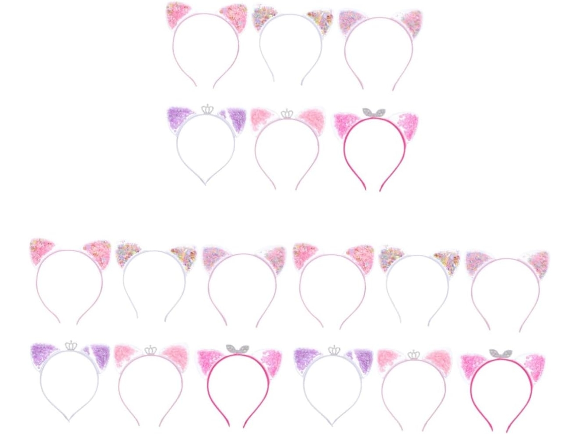 Conjunto De 3 Tiaras Com Orelhas De Gato Para Crianças - Tiaras Com Lantejoulas Para Decoração De Festas E Muito Mais