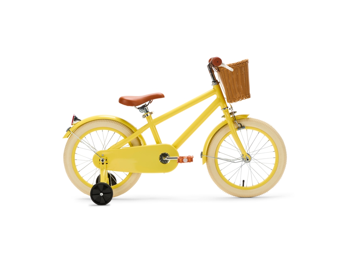 Bicicleta infantil retro amarilla de 16 pulgadas con cesta - Generation