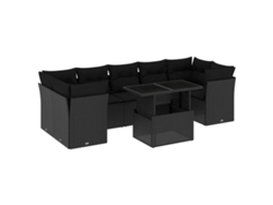 Maison Exclusive - Set De Sofás De Jardín 8 Piezas Y Cojines Ratán Sintético Negro