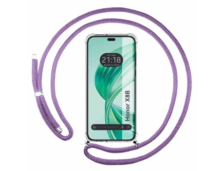 Funda con Cordón Suspensa para Honor X8B TUMUNDOSMARTPHONE Silicona Morado