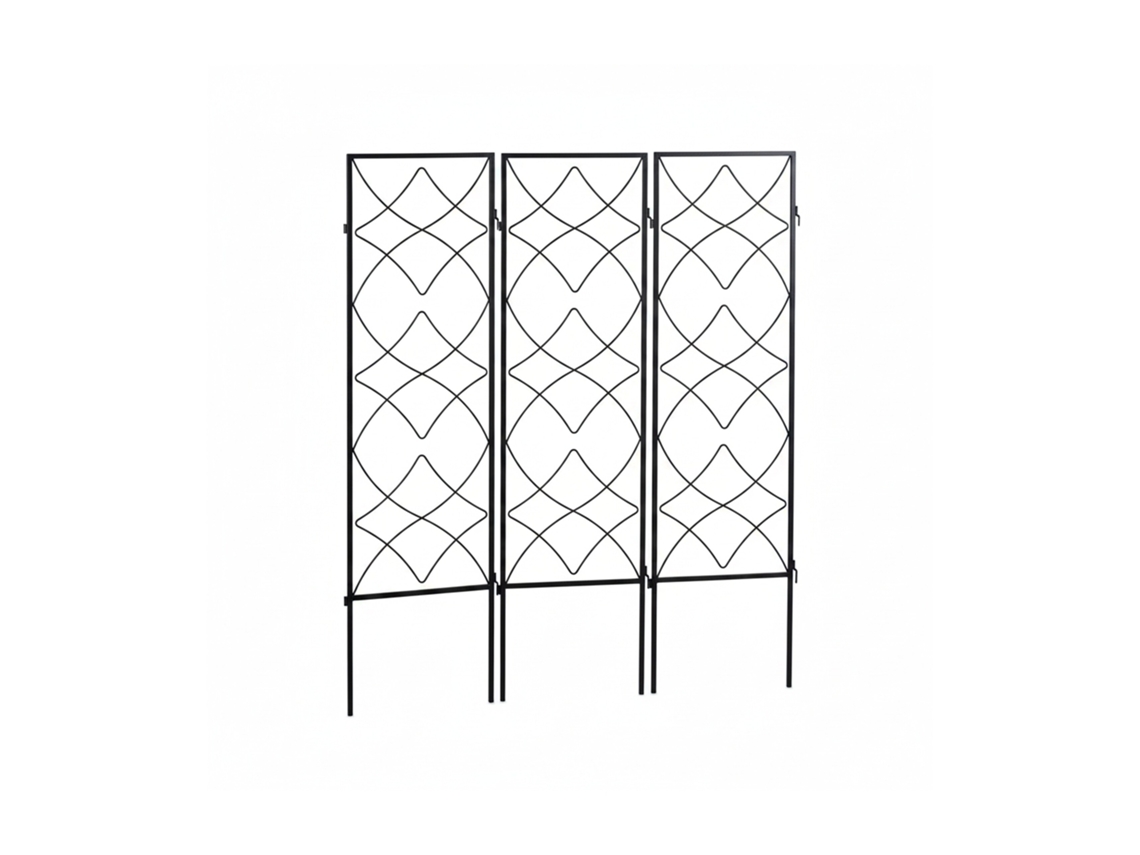 Treliça Metálica Relaxdays, Conjunto De 3, Suporte Para Plantas Trepadeiras, 122 X 31 Cm, Treliça De Jardim, Preta