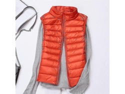 Chaleco Acolchado Ligero Para Mujer Invierno Sin Mangas Cremallera Completa Naranja S Naranja