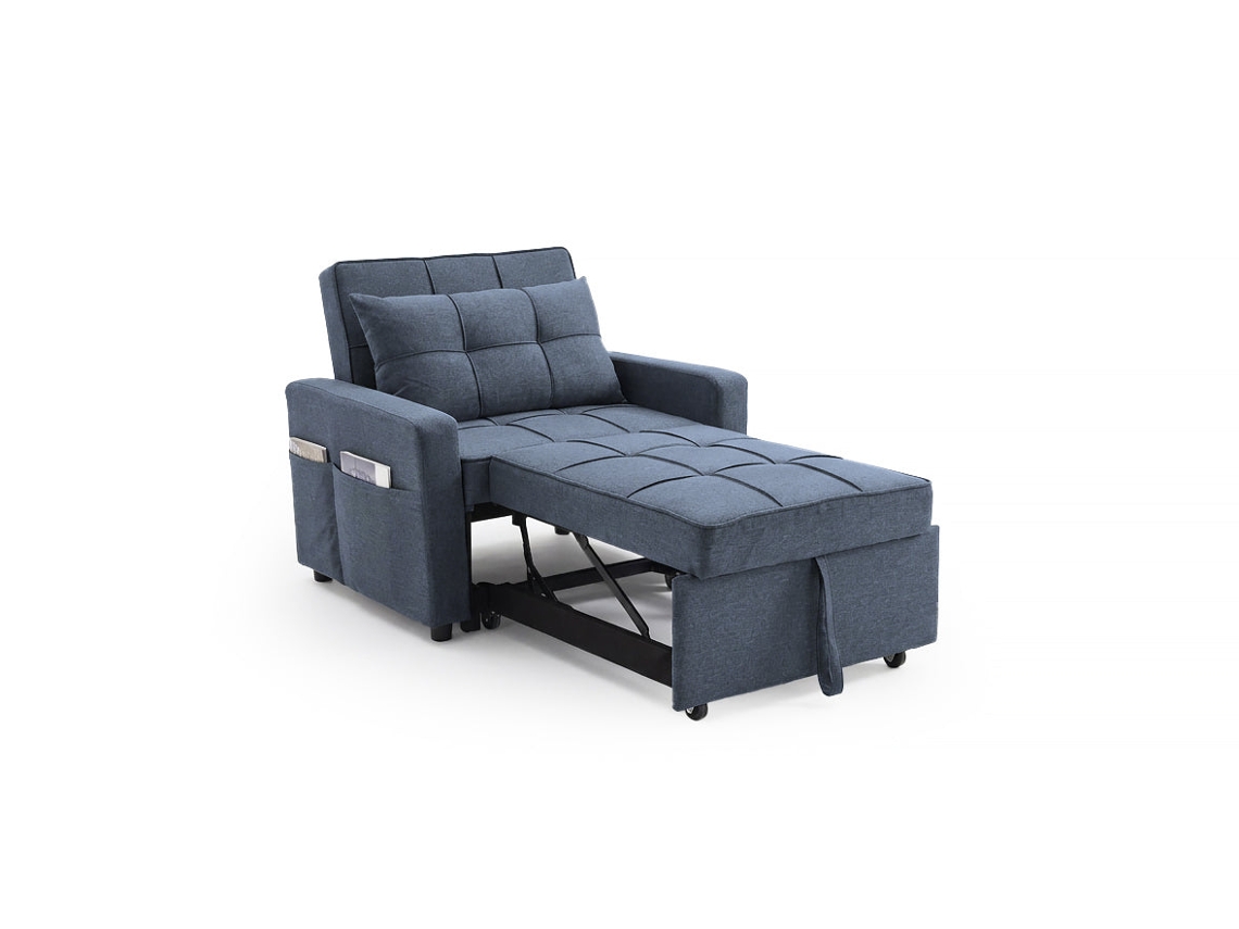 Sofá cama individual Pabs, 90 cm, azul