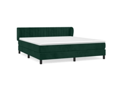 Maison Exclusive - Cama Box Spring Con Colchón Terciopelo Verde Oscuro 180x200 Cm