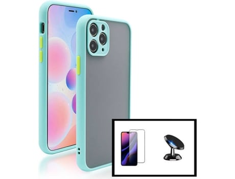 Kit Carcasa + Protector de Pantalla GorilasGlass + Soporte Magnético iPhone SE 2022 G4M Azul Claro