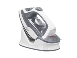 Plancha inalámbrica gris con suela de cerámica, 1600 W de potencia y 170 ml de capacidad.