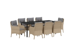 Maison Exclusive - Conjunto De Comedor De Jardín 9 Pcs Beige Ratán Sintético