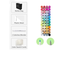 Juego de marcadores artísticos, doble punta, 48 colores vibrantes, pincel fino, 48 colores