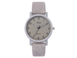 Reloj De Pulsera Para Mujer Con Números Arábigos Y Correa De Pu Gris Ultrafina.