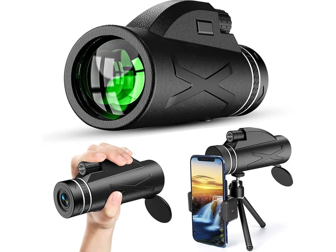 Monocular de alta potencia 80x100 – Con soporte para teléfono móvil y trípode para observación Hexinyigjly