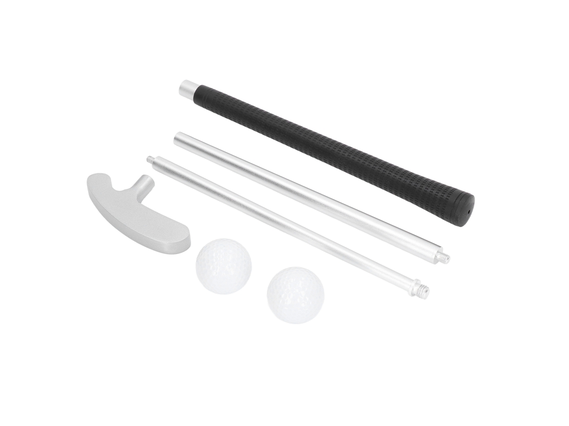 Putter De Golf De Aluminio Plateado Con Empuñadura De Goma Desmontable, 3 Secciones Y 2 Pelotas De Práctica Para Jugadores Zurdos.