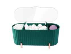 Organizador con tapa para bolas de algodón verde (23x11x9cm) Kofihety