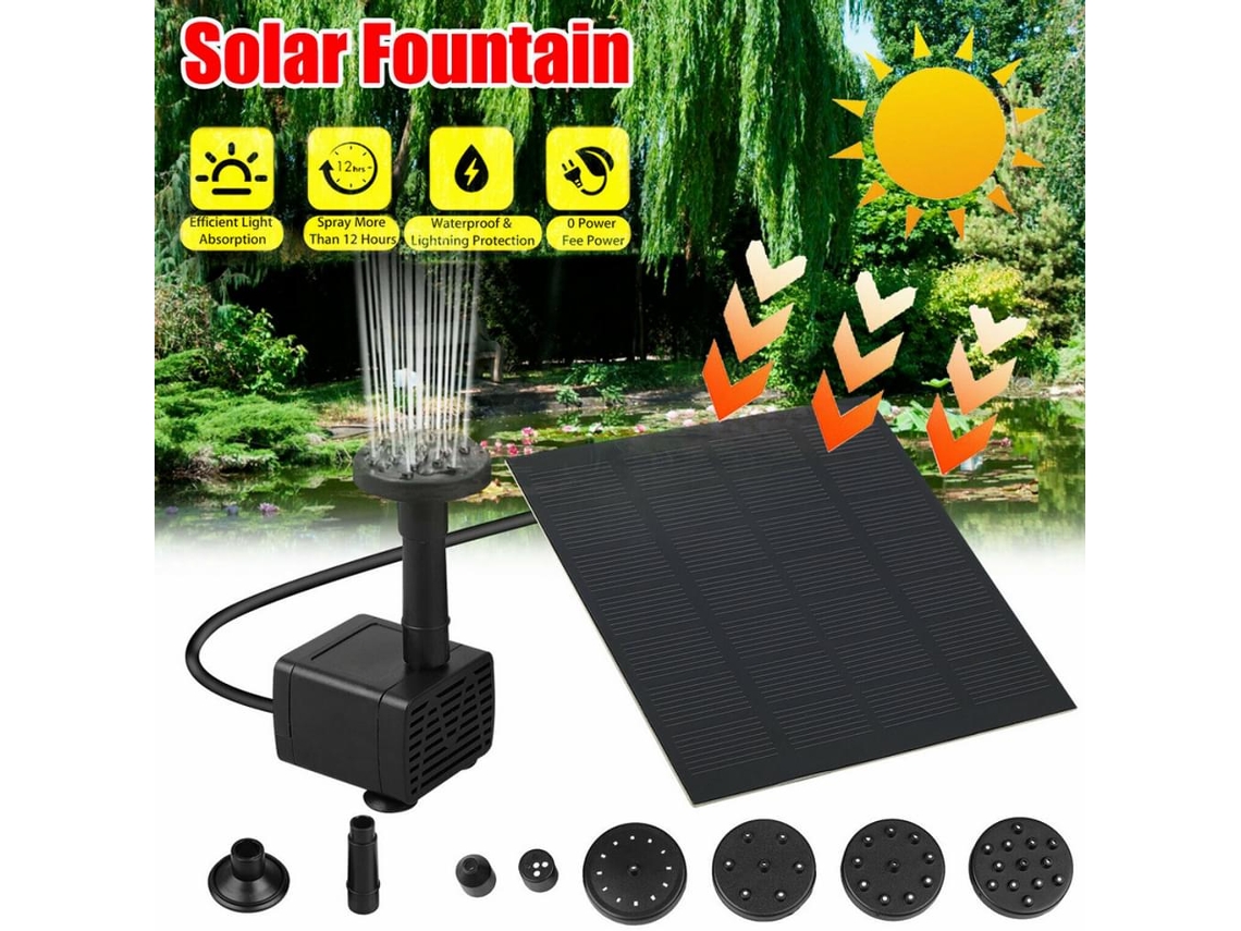 Fuente solar para pájaros, kit de bomba de agua solar DIY con inicio y pausa automáticos inteligentes, diferentes estilos de agua