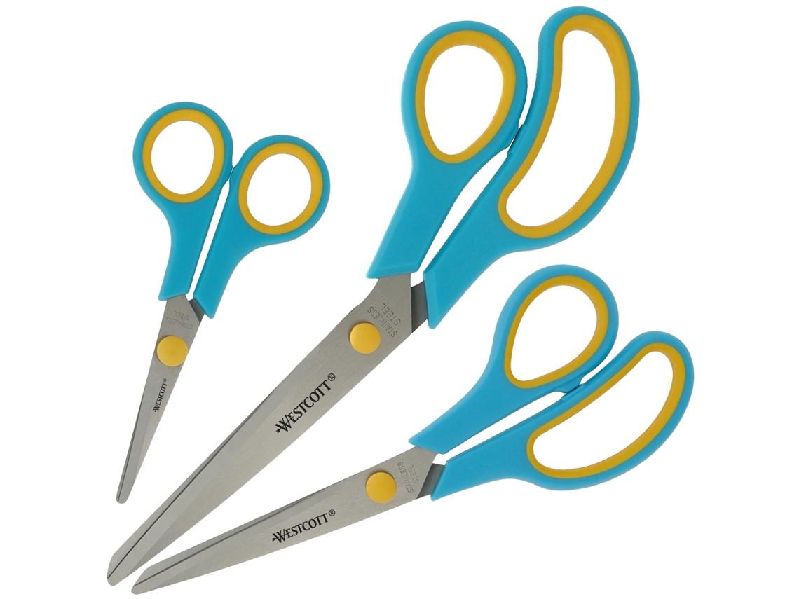 Tijeras WESTCOTT Easy Grip Conjunto de 3 Cassis/Amarillo Limón