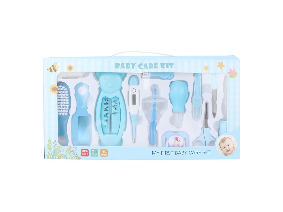 Kit de cuidado e higiene para bebés Rebe con 13 piezas: tijeras para uñas, termómetro, cepillo de dientes y aspirador nasal.