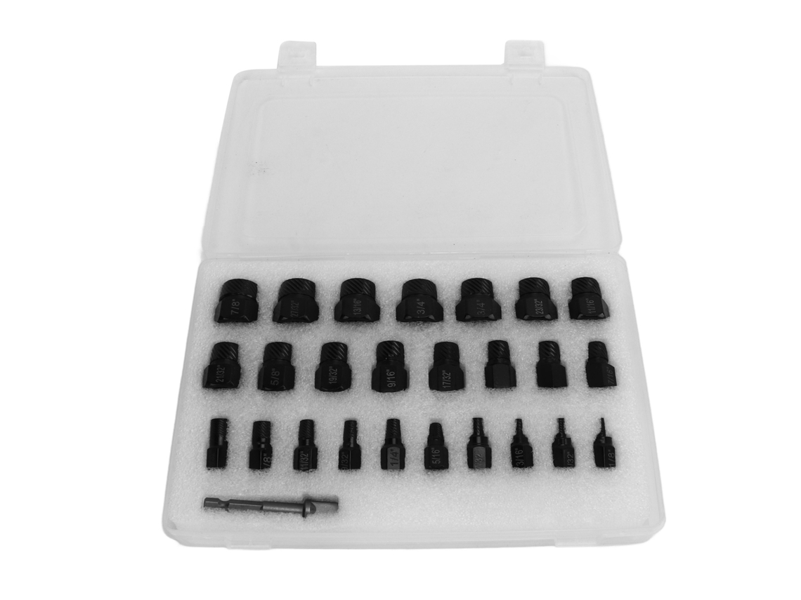 Juego De 25 Extractores De Tornillos Dañados, Acero Al Cromo-molibdeno, Hexagonales De 3/8 De Pulgada.
