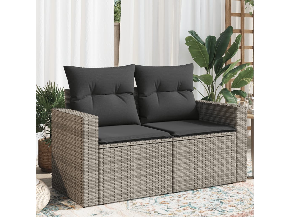 Sofá De Jardín | Sofá De Exterior Con Cojines 2 Plazas Ratán Sintético Gris Wsd496560