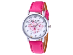 Reloj De Pulsera De Cuarzo Para Estudiantes Con Correa De Cuero Patrón Lichi Rosado