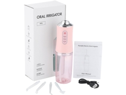 Waterflosser Eléctrico Rosa 220ml Sin Cable 4 Puntas Chorro 3 Modos Presión