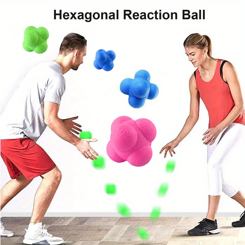 Pelota de reacción hexagonal para entrenamiento de agilidad y velocidad, mejora la coordinación mano-ojo y los reflejos en niños y adultos - Azul