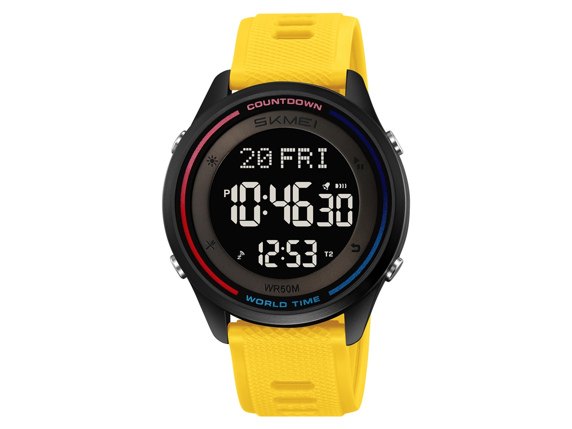 Reloj Digital Skmei Unisex Impermeable 50m Luz Nocturna Alarma Hora Mundial